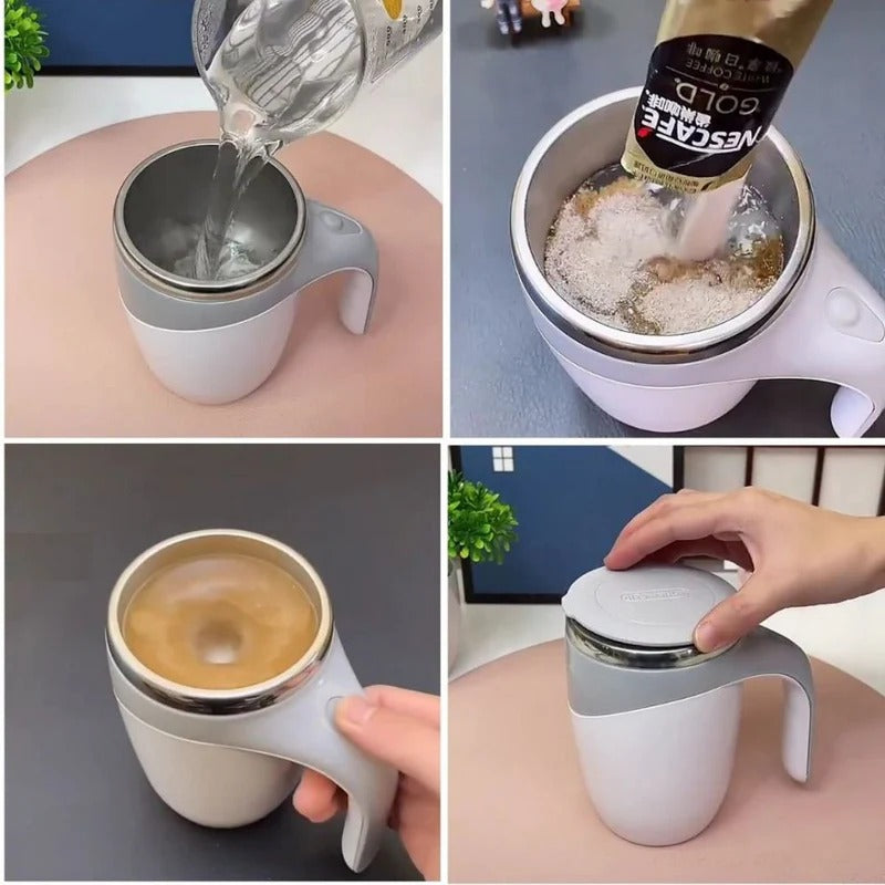 Caneca Misturadora Magnética Automática -  Caneca Mixer shake achocolatado café leite auto agitação caneca magnética portátil liquidificador elétrico recarregável copo 380ml