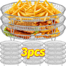 Rack de Fritadeira a ar de três camadas grelha aço inoxidável AirFryer ferramenta assadeira grelha de cozimento fritadeiras a ar acessórios de cozinha (quadrado, retângulo e redondo)