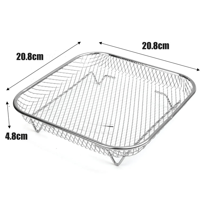 Rack de Fritadeira a ar de três camadas grelha aço inoxidável AirFryer ferramenta assadeira grelha de cozimento fritadeiras a ar acessórios de cozinha (quadrado, retângulo e redondo)