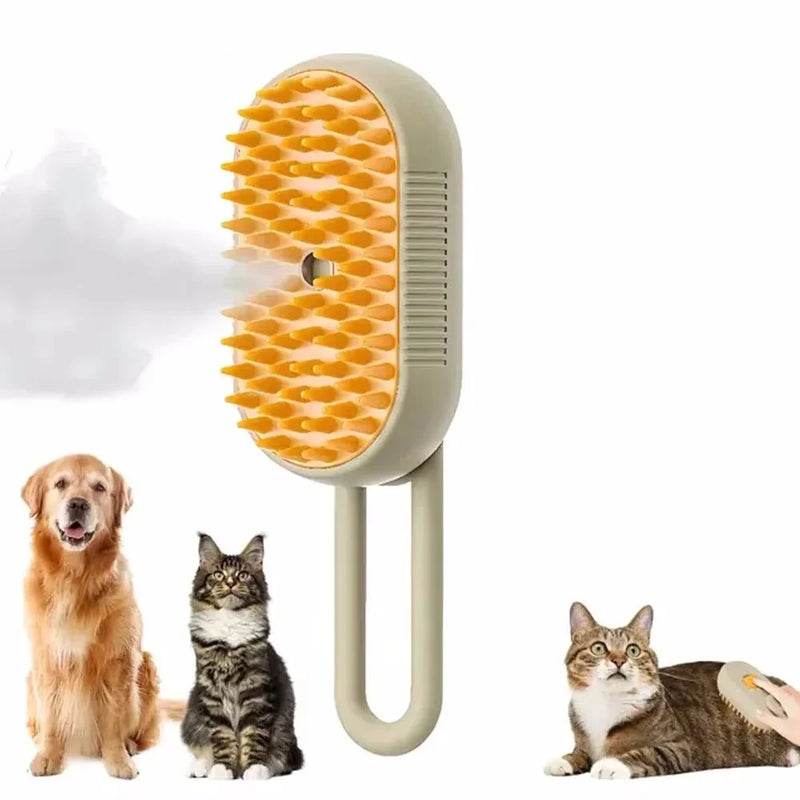 Escova elétrica 3 em 1 para pelo de cachorro e gato, escova elétrica para limpeza de animais de estimação, spray de vapor, massagem, remoção de pelos, pente anti-voador
