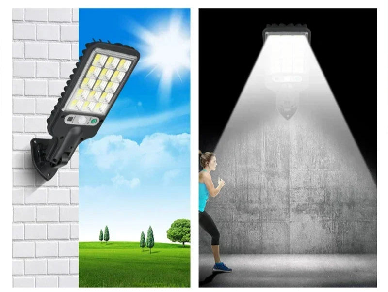 Luz solar inteligente, luz de rua com sensor de movimento, holofote ultra brilhante com 3 modos de função, 1 - 2 - 3 ou 4 no pack.