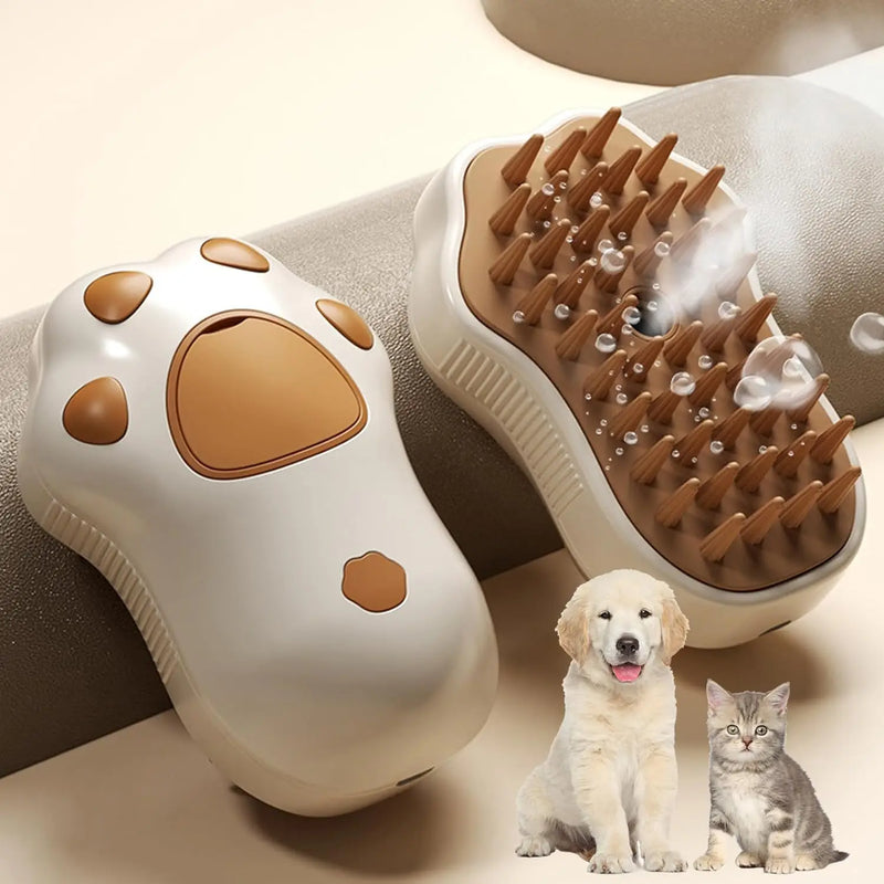 Escova elétrica 3 em 1 para pelo de cachorro e gato, escova elétrica para limpeza de animais de estimação, spray de vapor, massagem, remoção de pelos, pente anti-voador