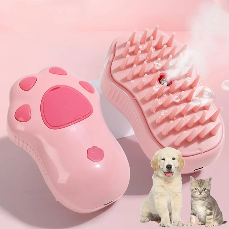 Escova elétrica 3 em 1 para pelo de cachorro e gato, escova elétrica para limpeza de animais de estimação, spray de vapor, massagem, remoção de pelos, pente anti-voador